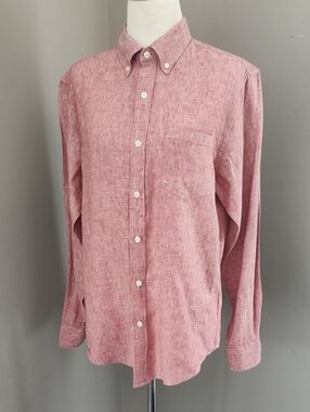 J. Crew Unisex Soft Heathered Red Linen Button-Down Shirt